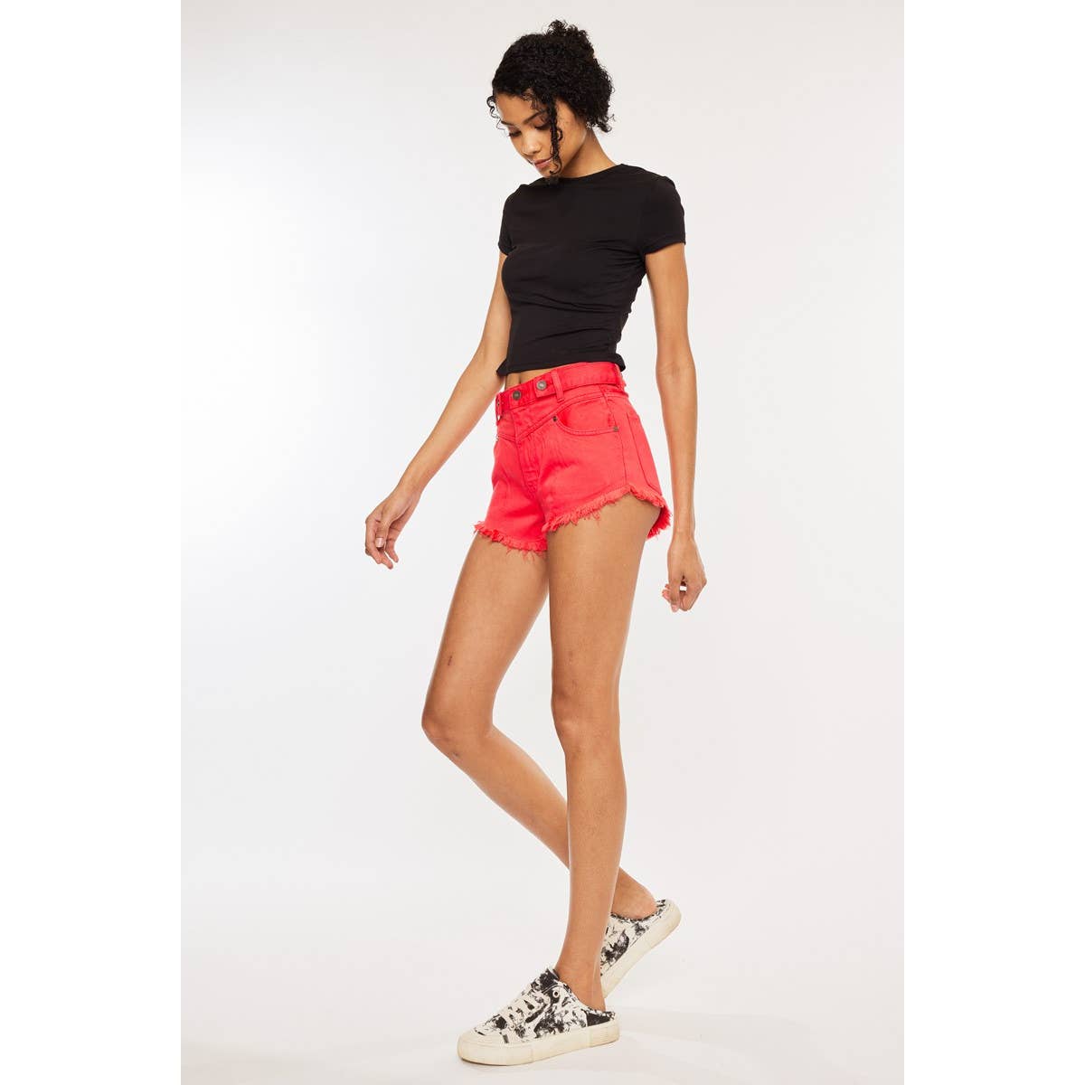 KanCan High Rise Red Shorts