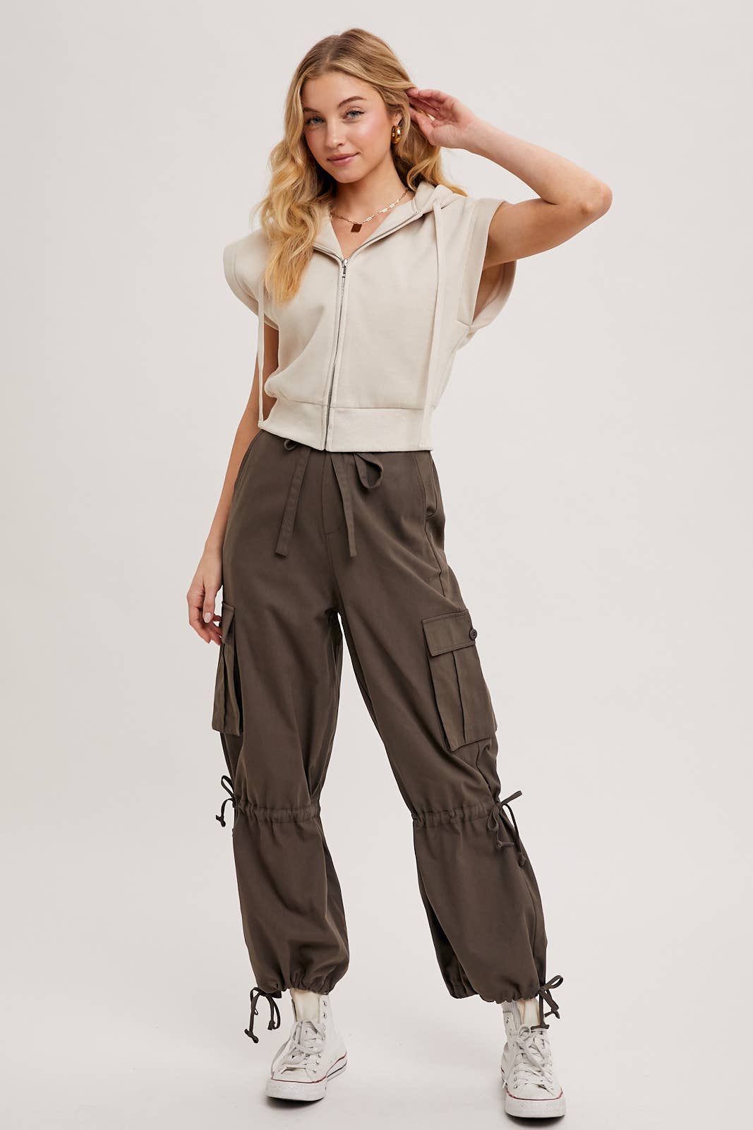 High Rise Drawstring Cargo Pants