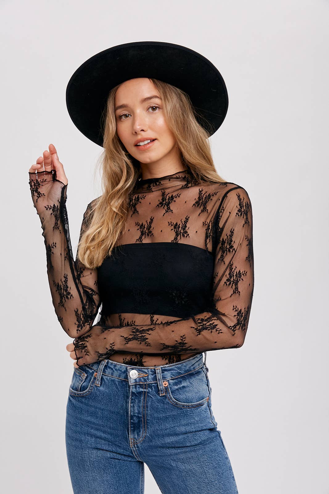 Floral Lace Mesh Top