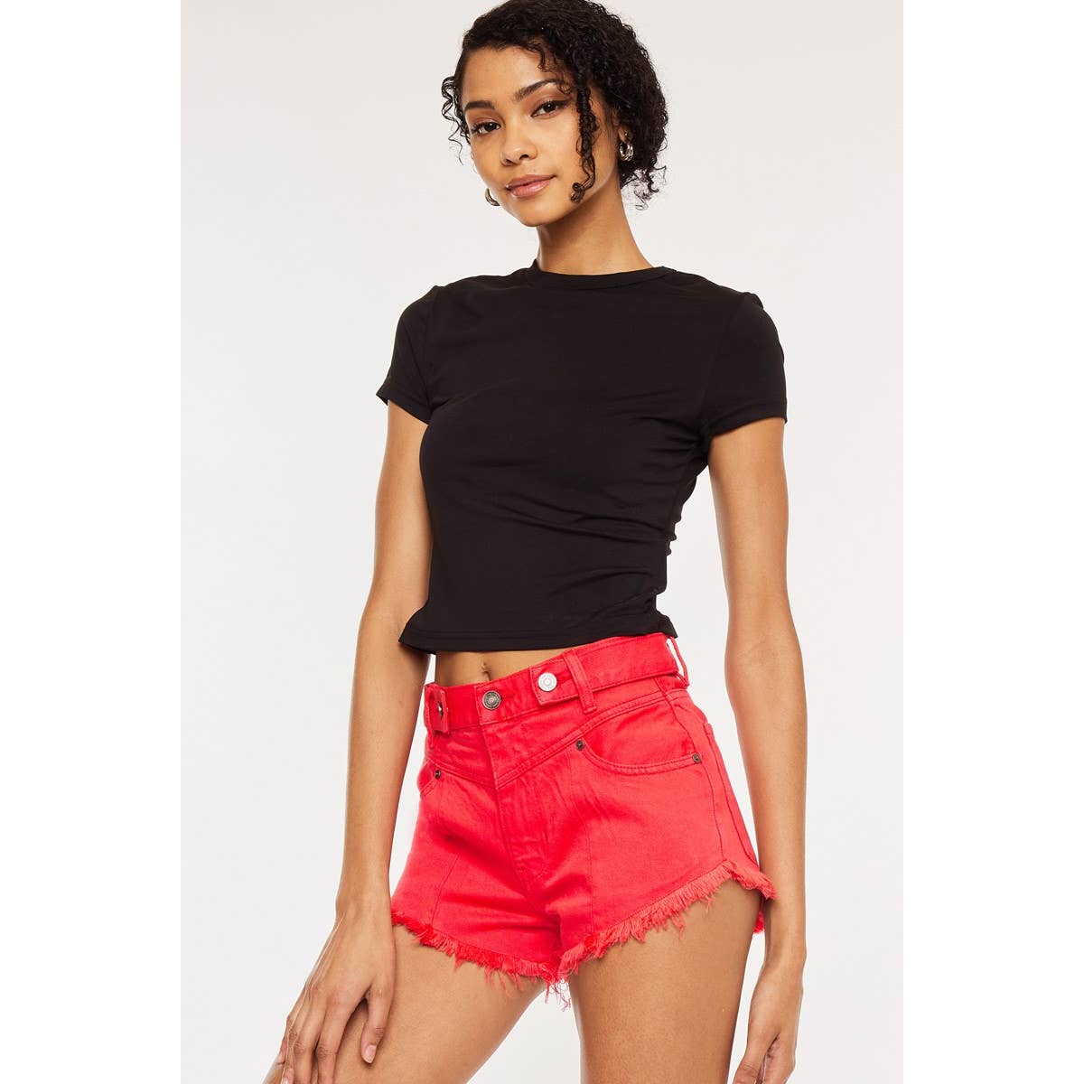 KanCan High Rise Red Shorts