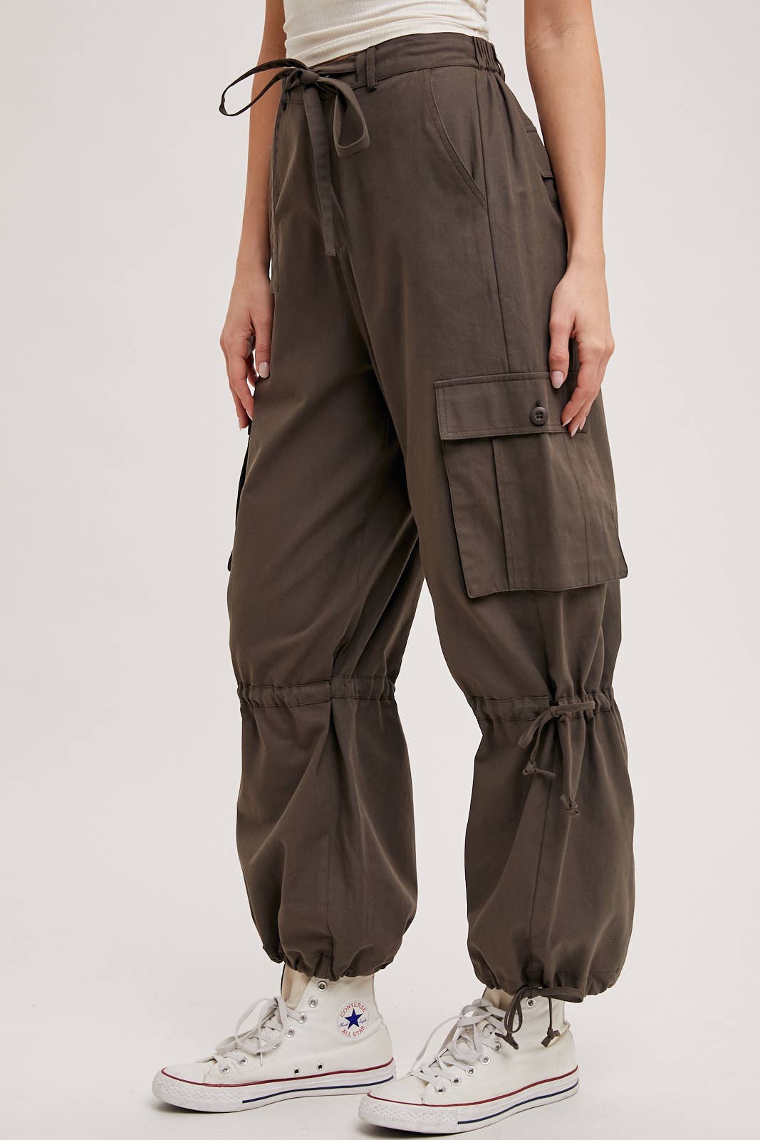 High Rise Drawstring Cargo Pants