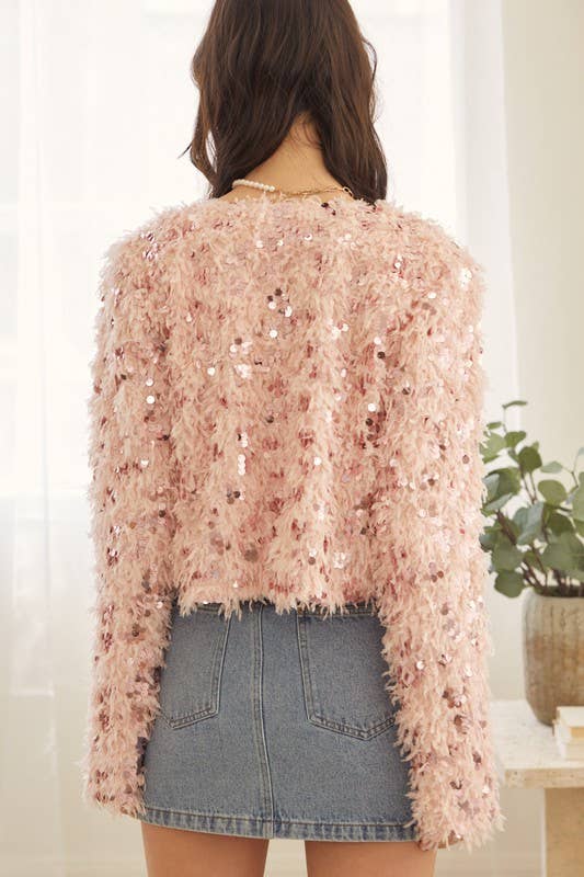 Feathered Sequin Embellished Jacket