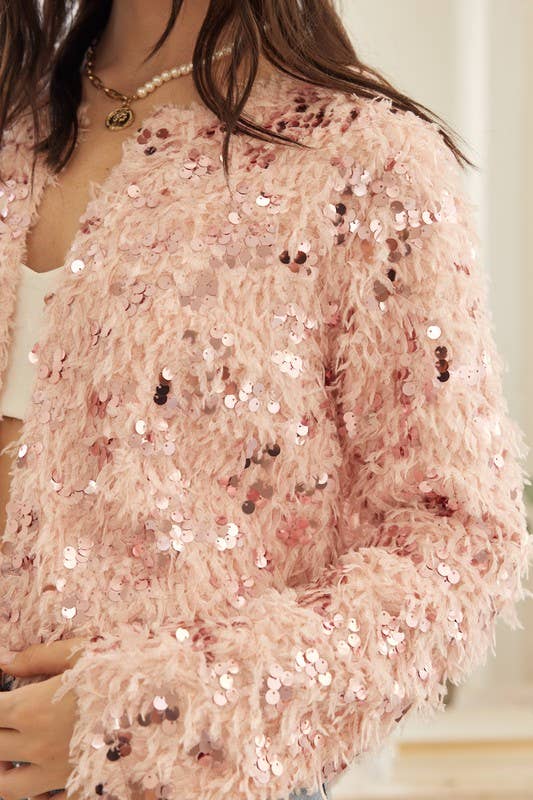 Feathered Sequin Embellished Jacket