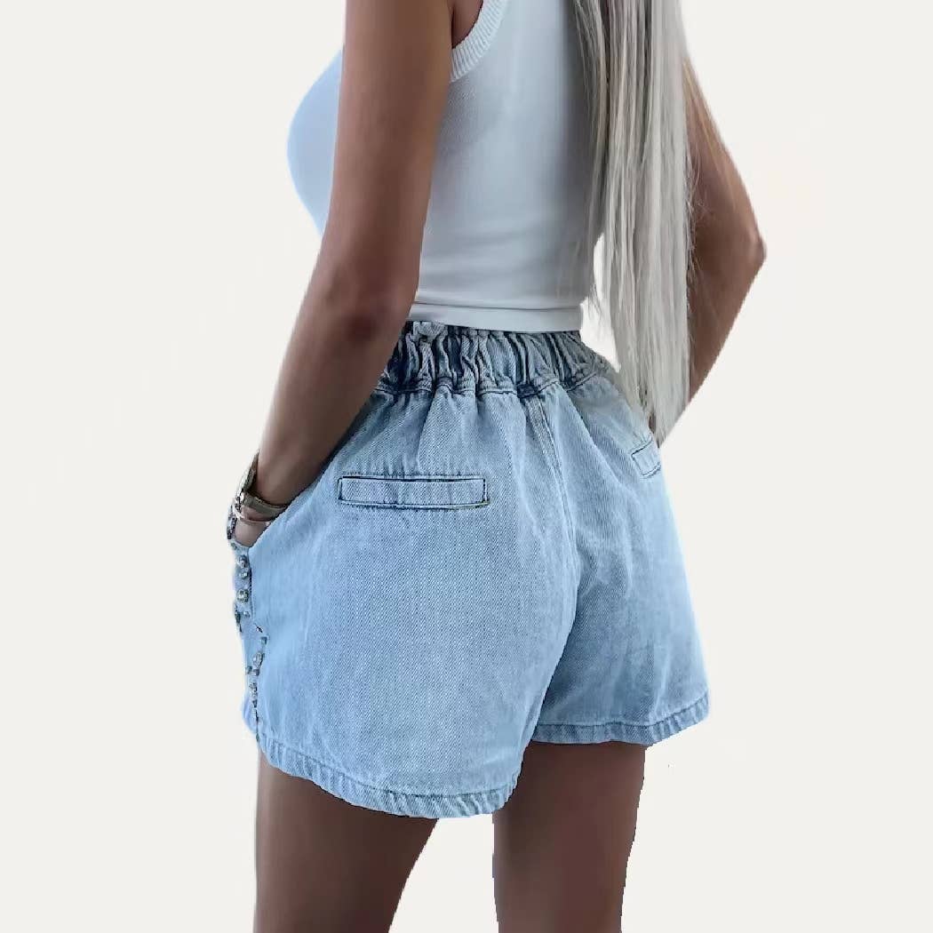 Rhinestone High Waisted Shorts