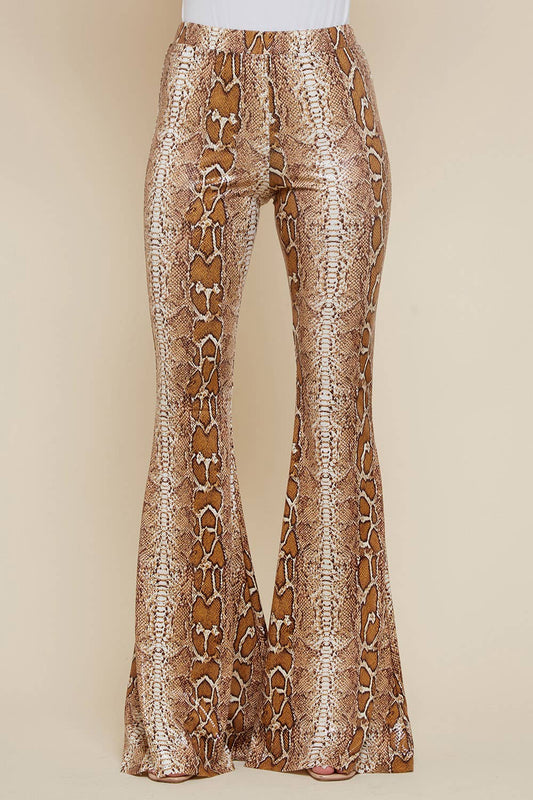 Snake Print Bell Bottom Pants