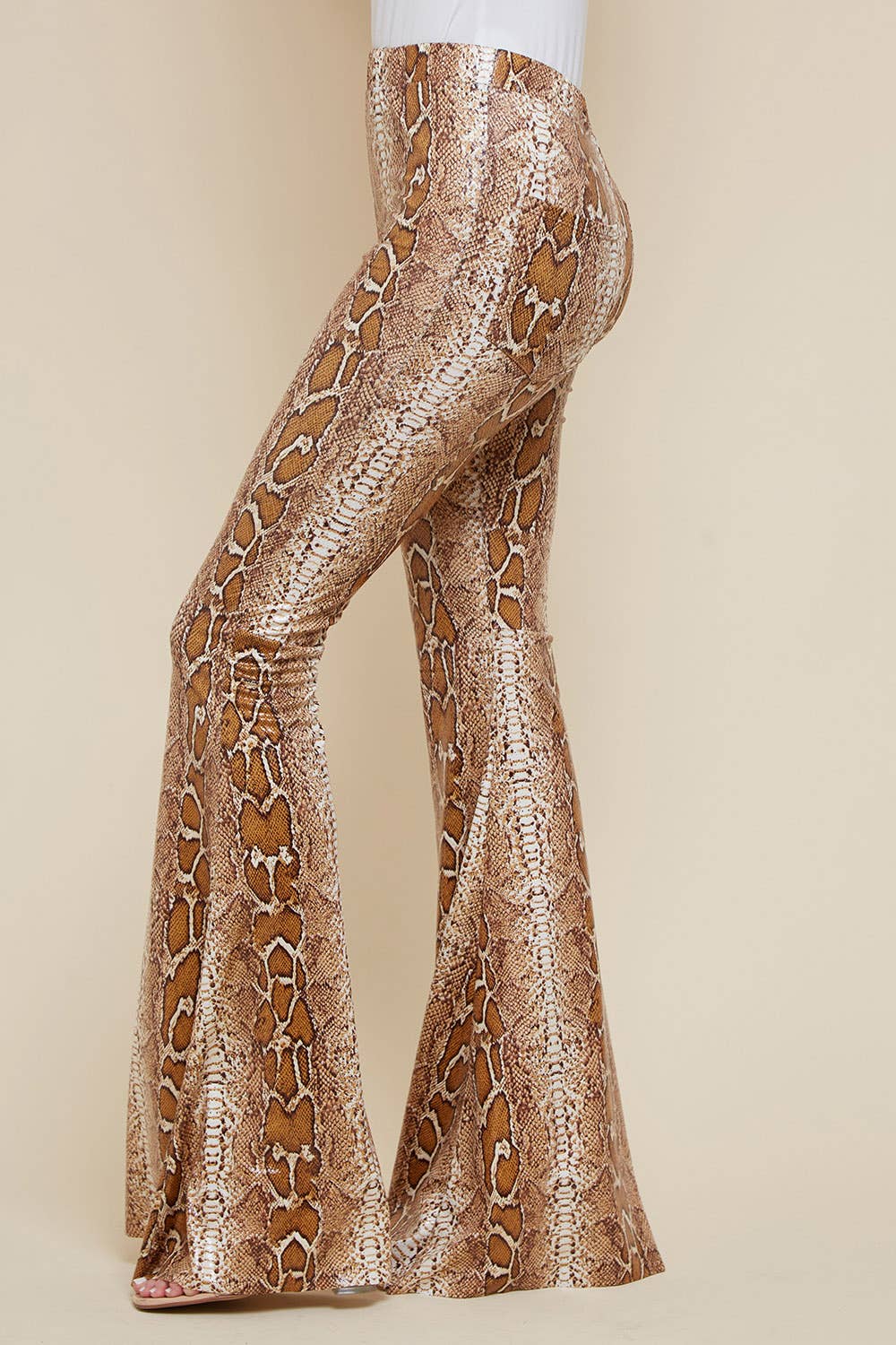 Snake Print Bell Bottom Pants