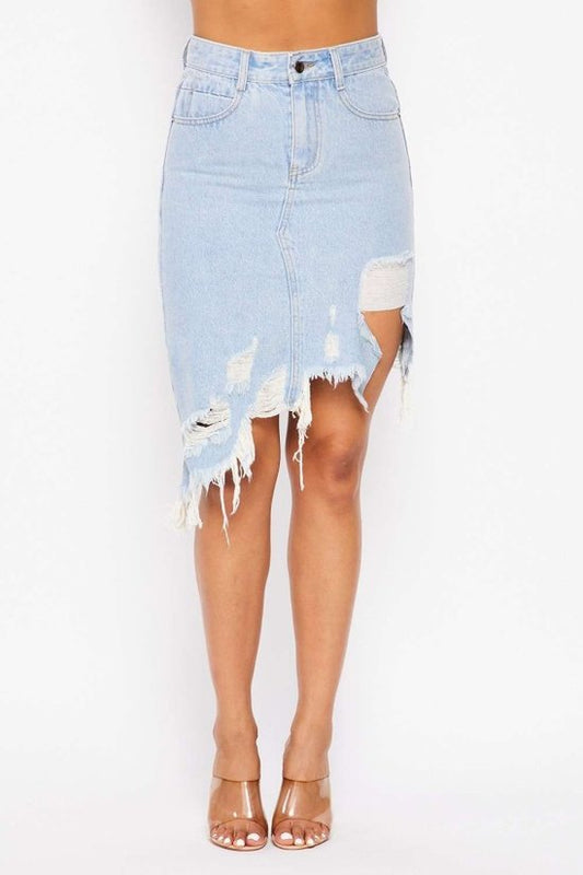 Destroyed Denim Skirt