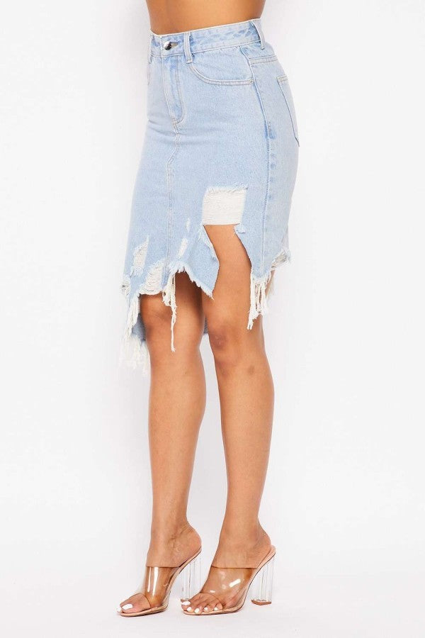 Destroyed Denim Skirt