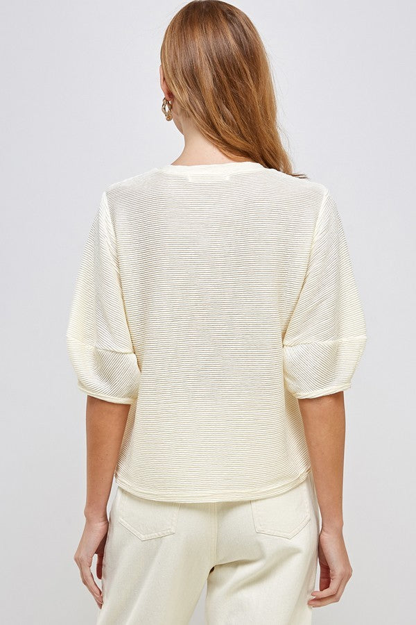 Beige Elbow Length Top