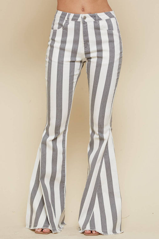 Striped Charcoal Bell Bottoms