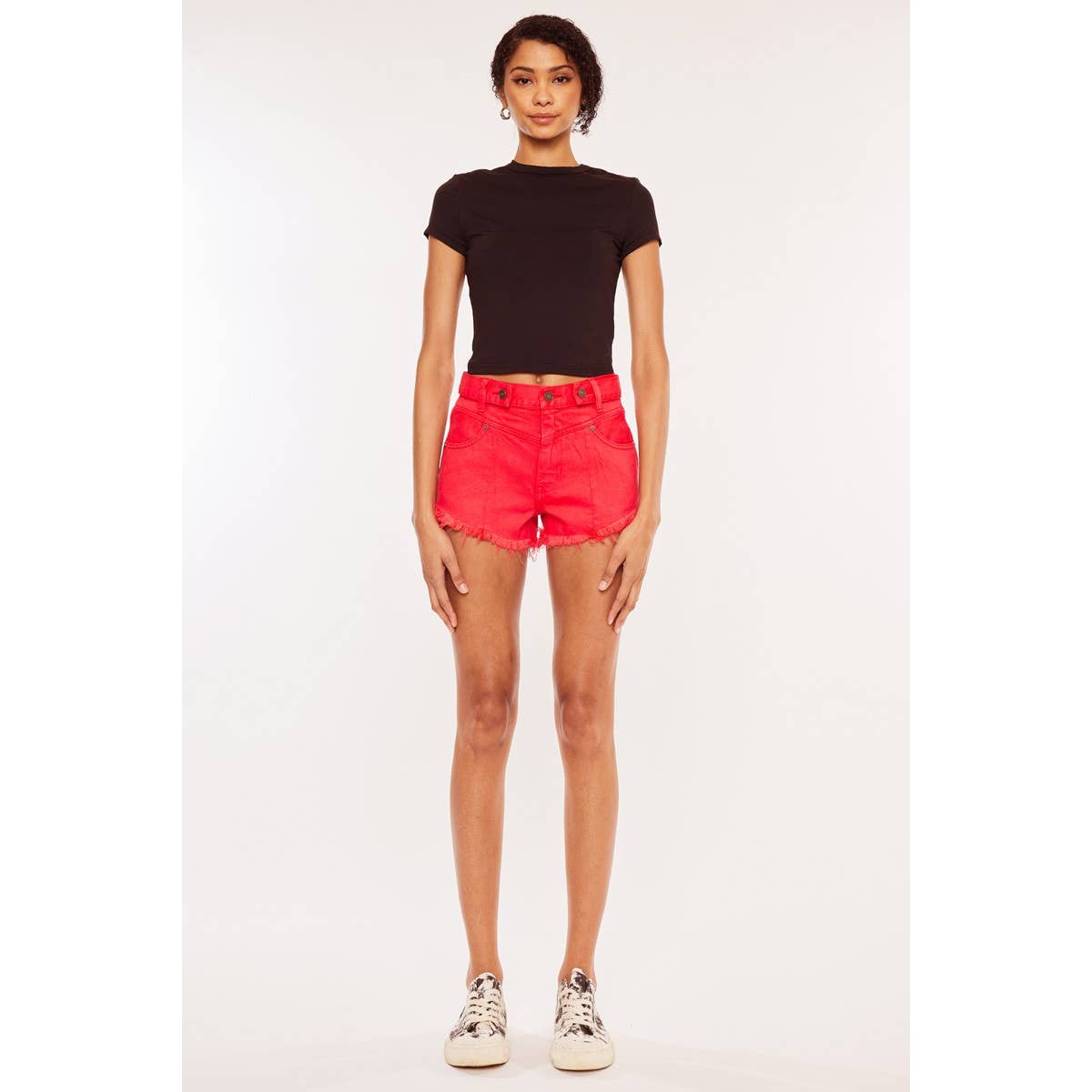 KanCan High Rise Red Shorts