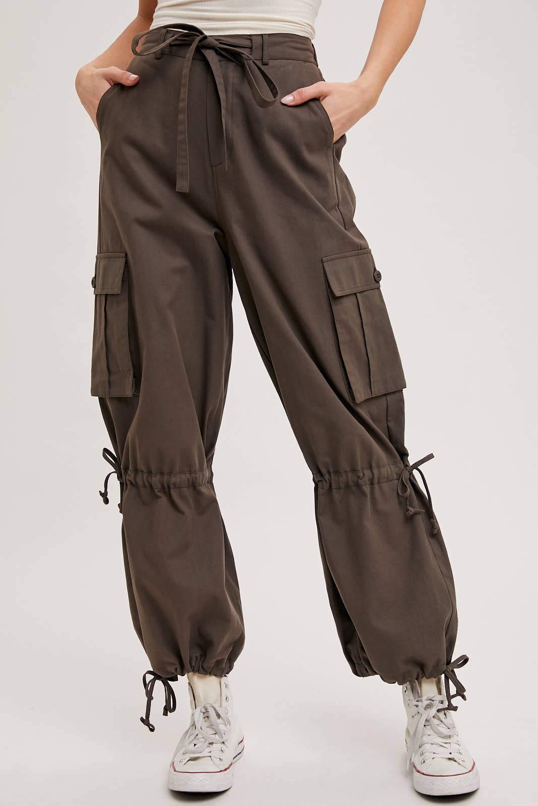 High Rise Drawstring Cargo Pants