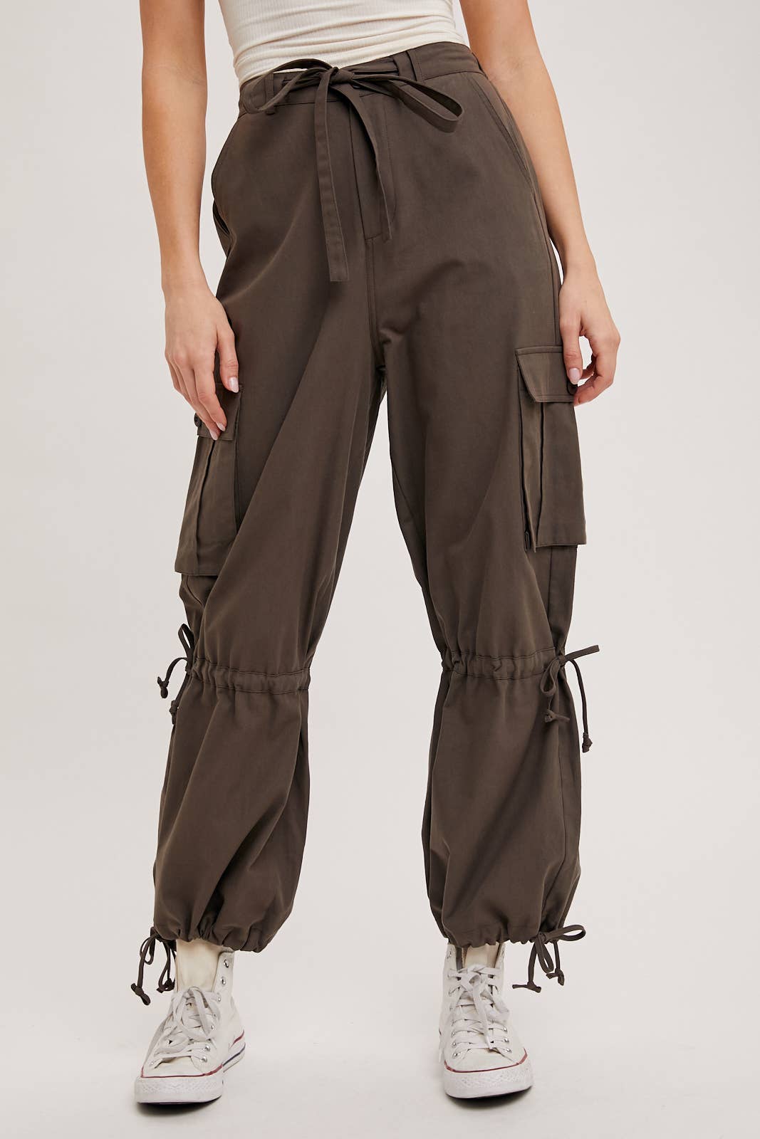 High Rise Drawstring Cargo Pants