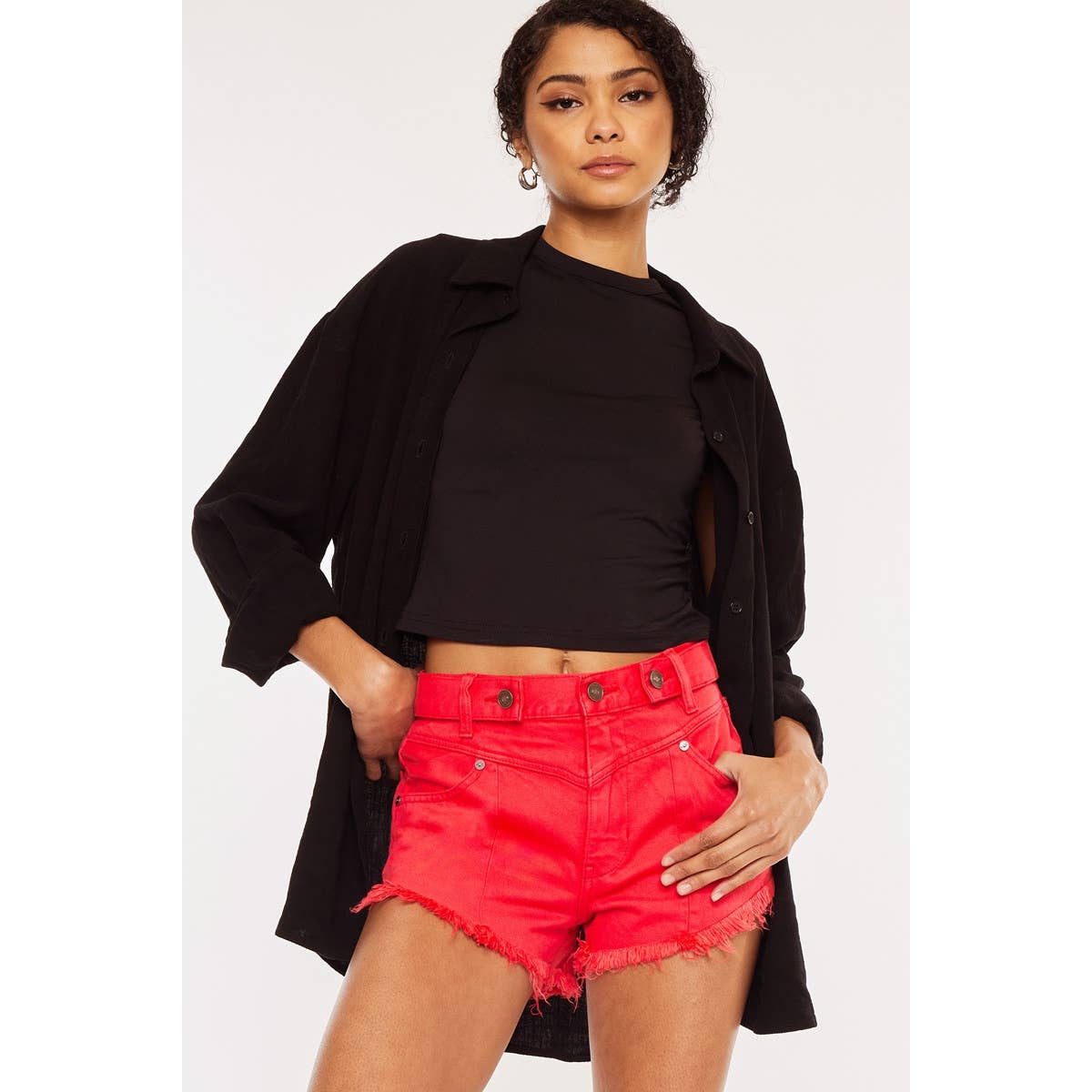 KanCan High Rise Red Shorts