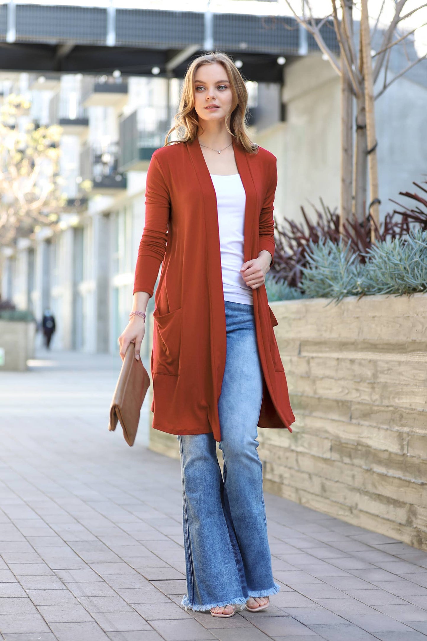 Slouchy Cardigan- Dark Rust